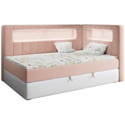 BOXSPRINGBETT JUNIOR GOLD 3 90/200 Rosa/Weiß - rechte Seite