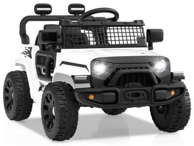 Costway 12V Kids Ride on Truck Car Battery Powered Electric Vehicle-White