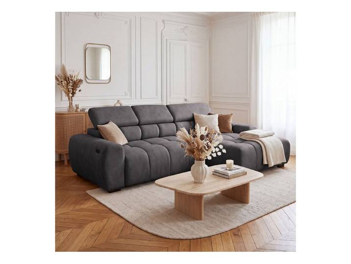 yourhouse24 Ecksofa ALLO mit elektrischer Sitztiefenverstellung – Velour (Salvador)