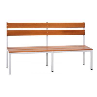 Lüllmann Sitzbank mit Rückenlehne, 400/900 x 2000 x 400 mm, lichtgrau/buche