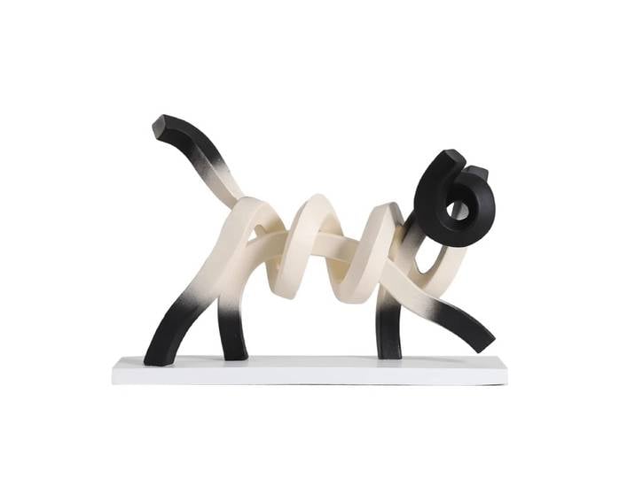 Sculpture de chat en ligne torsadée moderne, ornements de bureau, artisanat moderne, Animal abstrait, chat, Statue en résine, décor esthétique de salle