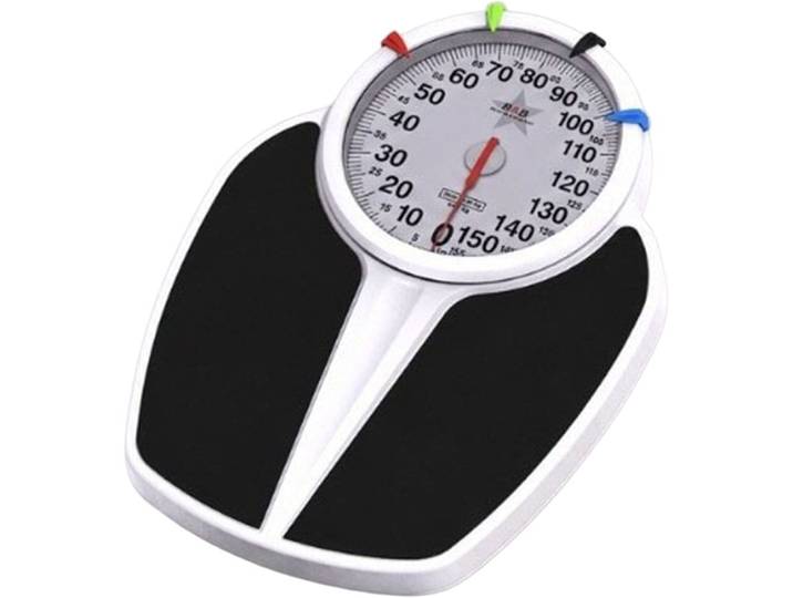 Personenwaage BISCHOF Peso Plus , schwarz (schwarz, weiß), B:32cm H:7cm T:43cm, Personenwaagen, Personenwaage, mit 4 Gewichtsmarkern