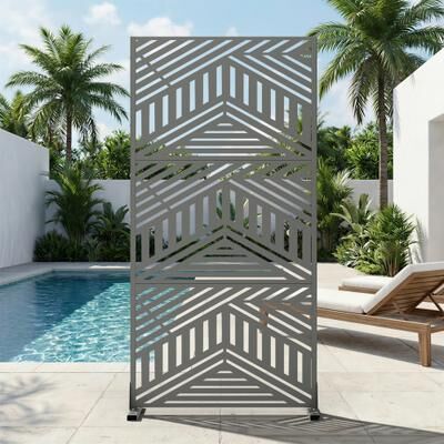 Dovelina Outdoor Privacy Screen Metal Privacy Screen Panel Free Standing