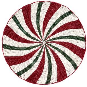 "Saro Lifestyle Beaded Peppermint Placemat (Set of 4) - 14""x14"""