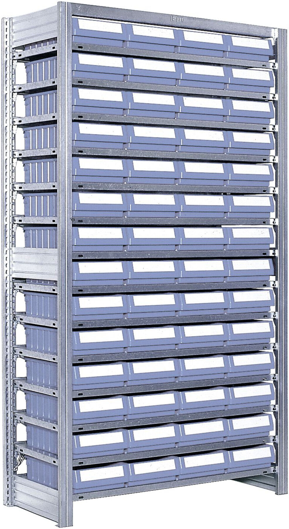 Bito Behälterregal mit 56 Regalkästen L1058xH1850x424 mm, Grundfeld verzinkt (53027)