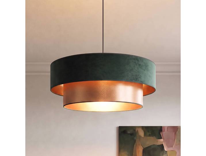 Hängeleuchte Dorina Duolla, grün, für Schlafzimmer, Textil / Stoff / Seide, Junges Wohnen