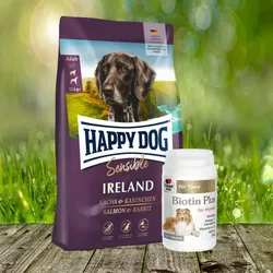 Happy Dog Sensible Ireland 12,5 kg + Doppelherz Biotin Plus 120 Tabl. - zur Unterstützung von Haut und Fell