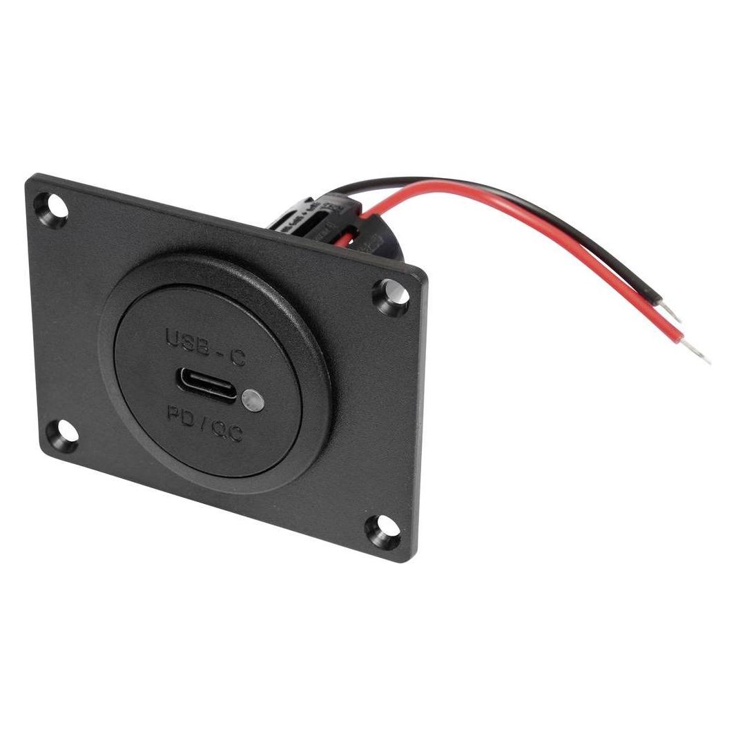 ProCar Power USB-C Einbausteckdose PD/QC mit LED + Montageplatte Belastbarkeit S (67362000)