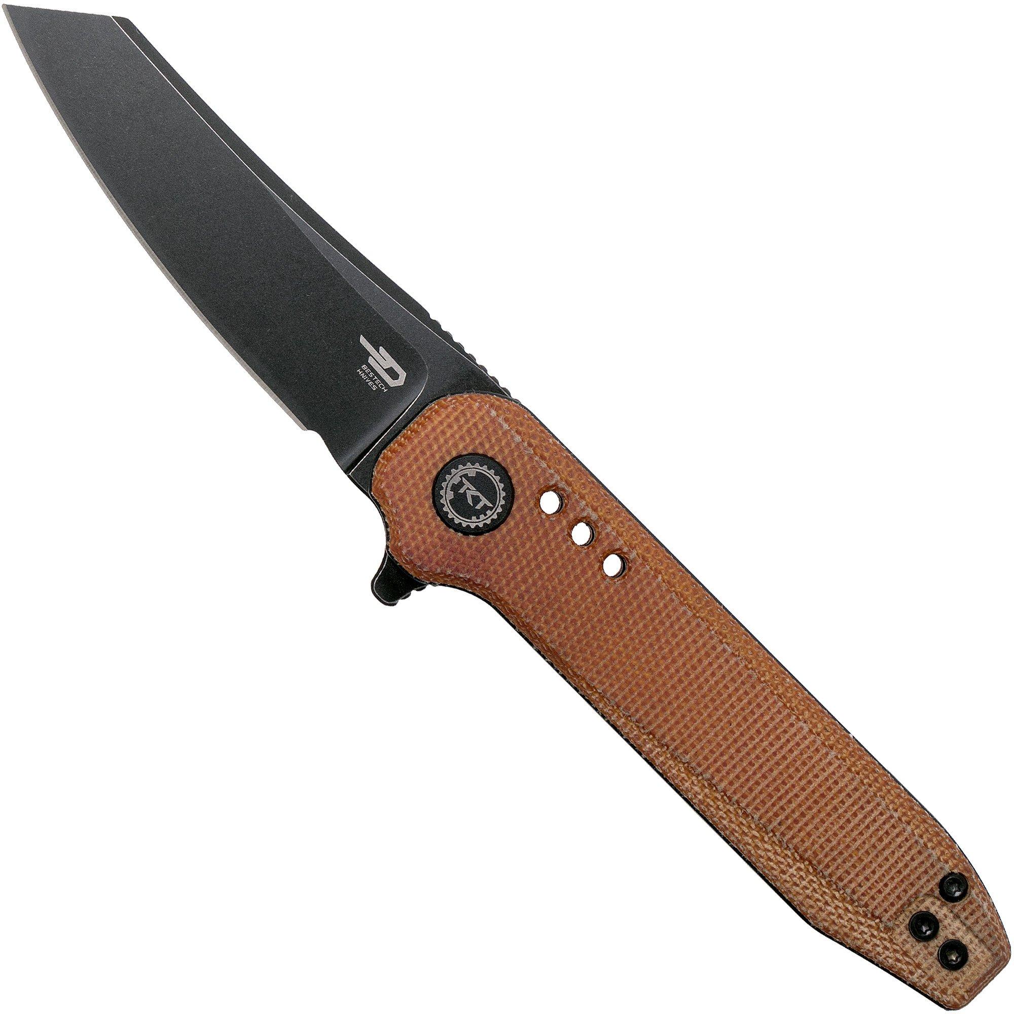 Bestech Syntax BG40F Natural Micarta, Black Stonewashed coltello da tasca, design di Todd Knife &amp; Tool
