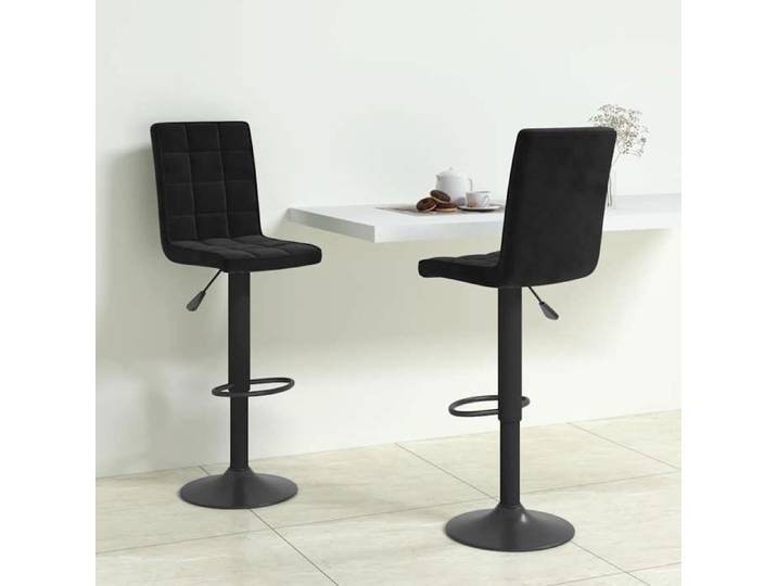 Nouveau Tabourets de bar lot de 2 noir velours poids:14.65 kg @856