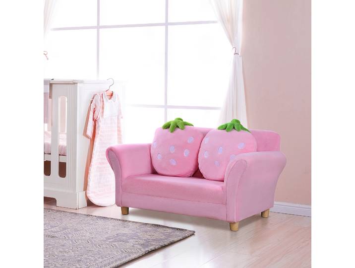 HOMCOM Canapé pour Enfants Fauteuil pour Enfants Sofa Chaise Enfants Chambre Enfants Canapé Doux Double Canapé Simple(Sofa Fraise)