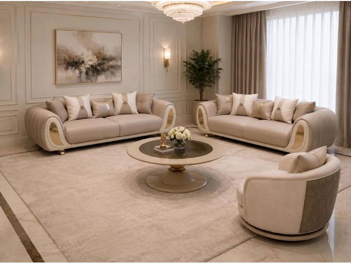 Xlmoebel Polstergarnitur Sofa set sofa Sessel Beige Modern Stil Komfortabel Edel, (3-tlg., 3)
