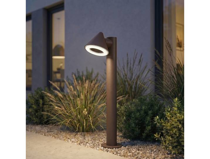 Bornes lumineuses LED Soran, métal, hauteur 60 cm, marron, IP44 - Lindby - Moderne - À ampoule unique