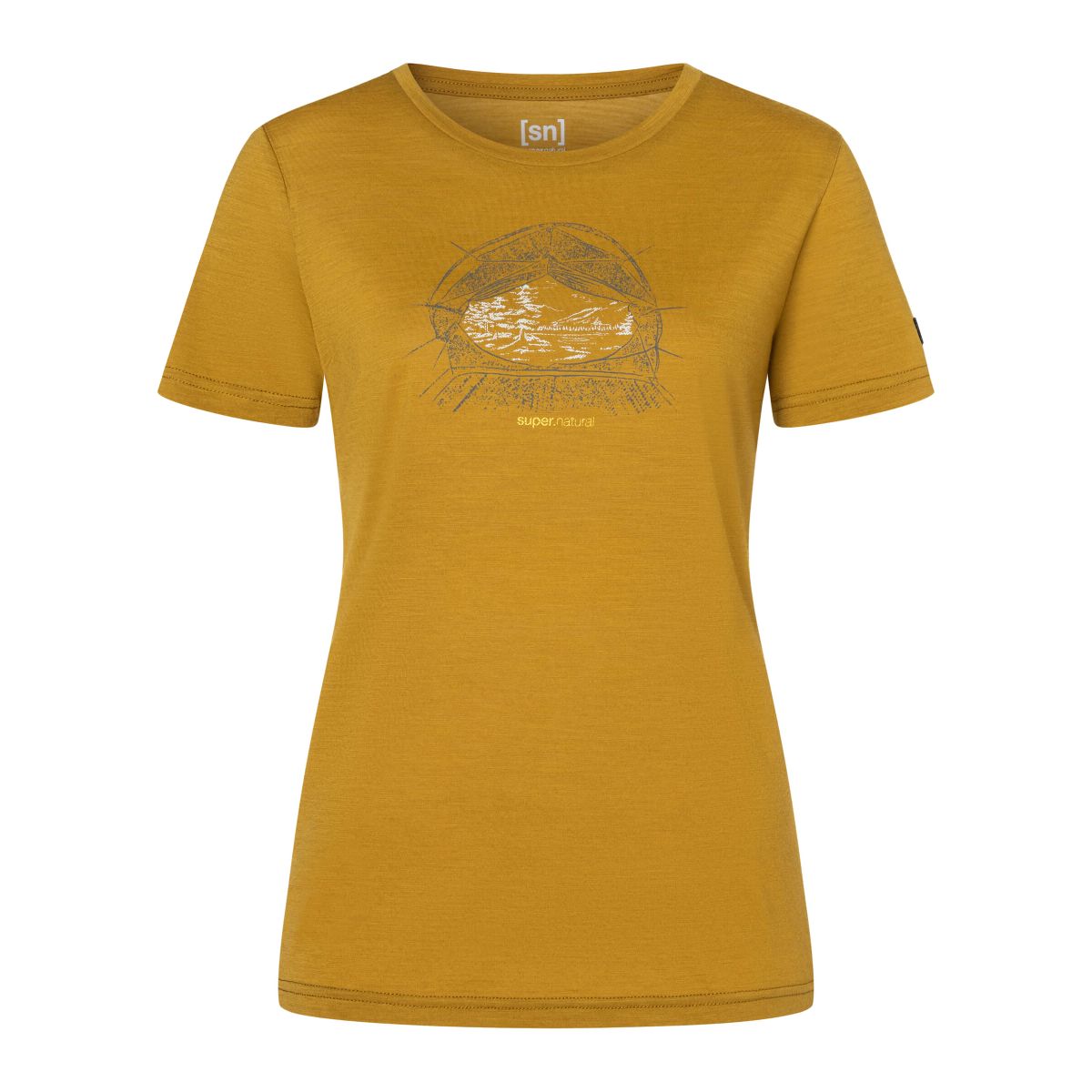 Super.Natural W Tent View Tee dried tobacco/various (58H) S SNWP0323858HS