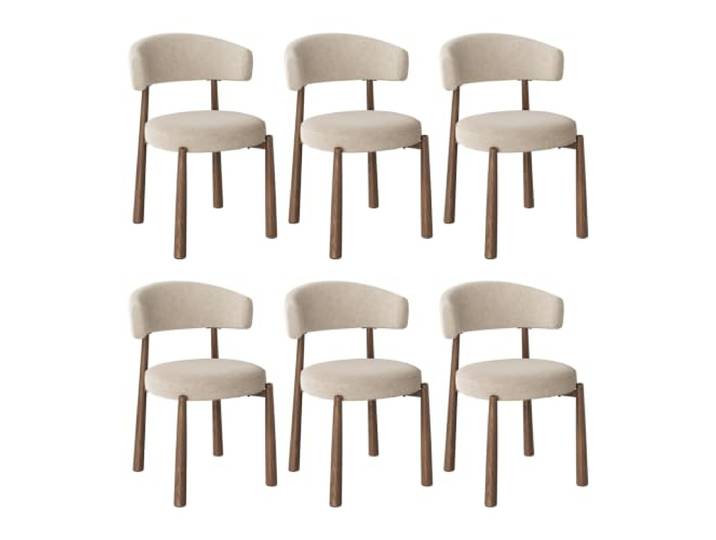 WOLTU Esszimmerstühle 6er Set Mid-Century Chenille Hafer Metallbeine Offene Rückenlehne Gepolstert Für Wohnzimmer Für Café