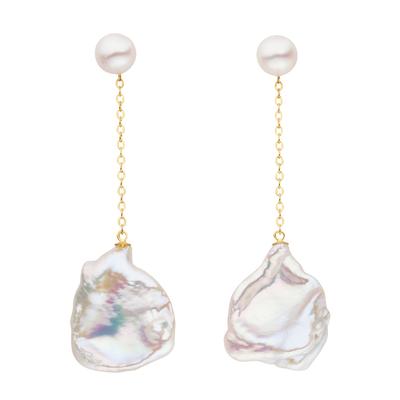 Paar Ohrstecker FIRETTI "Schmuck Geschenk Ohrschmuck Perle", gold (gelbgoldfarben, weiß), Ohrringe, Damen, Perlen Silber 925 (Sterlingsilber), Perlen, Silber 925 (Sterlingsilber), Made in Germany - mit Süßwasserzuchtperle
