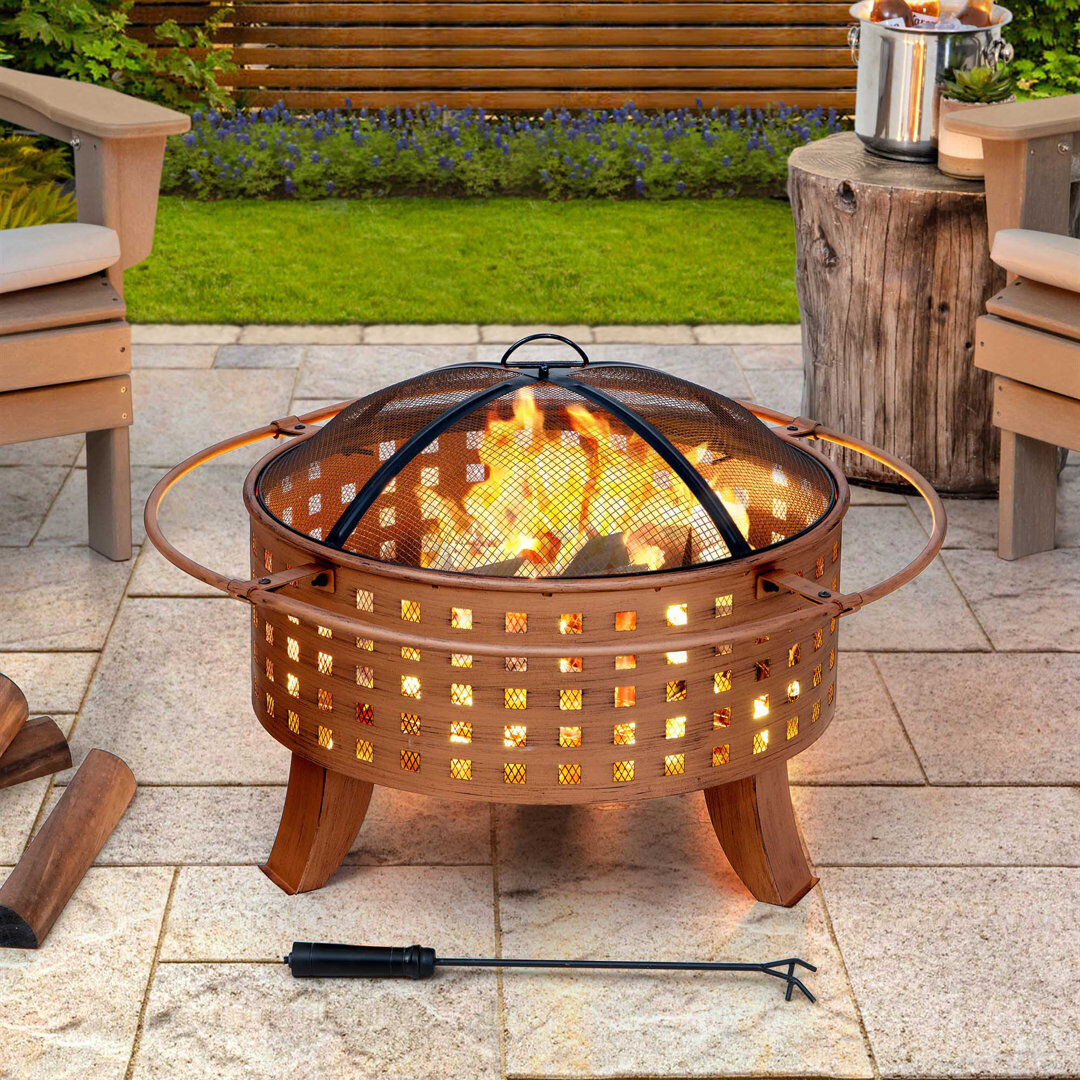 Sunjoy Steel Firepit TEIDE - Ø83cm, Copper Bronze 46cm H X 83cm W X 83cm D