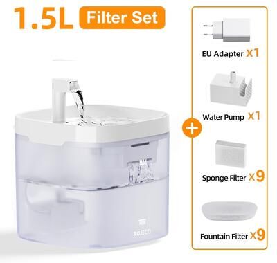 Modern Home Fixes Pet Water Dispenser For Cats Dog Drinking Purifier Smart Cat Water Fountain Automatic, Fountain With Recirculate Filters filters Set 1.5l