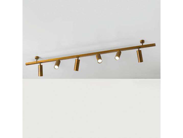 Plafondlamp 7535, gebronsd messing, 6-lamps, GU10 dimbaar, brons / oud-messing, Woon-/ Eetkamer, Messing, Modern, downlight