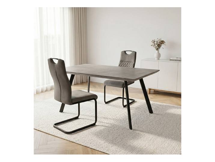 Jiexi Essgruppe Essgruppe 120x73cm MDF-Tisch Grau & Freischwinger Stühle