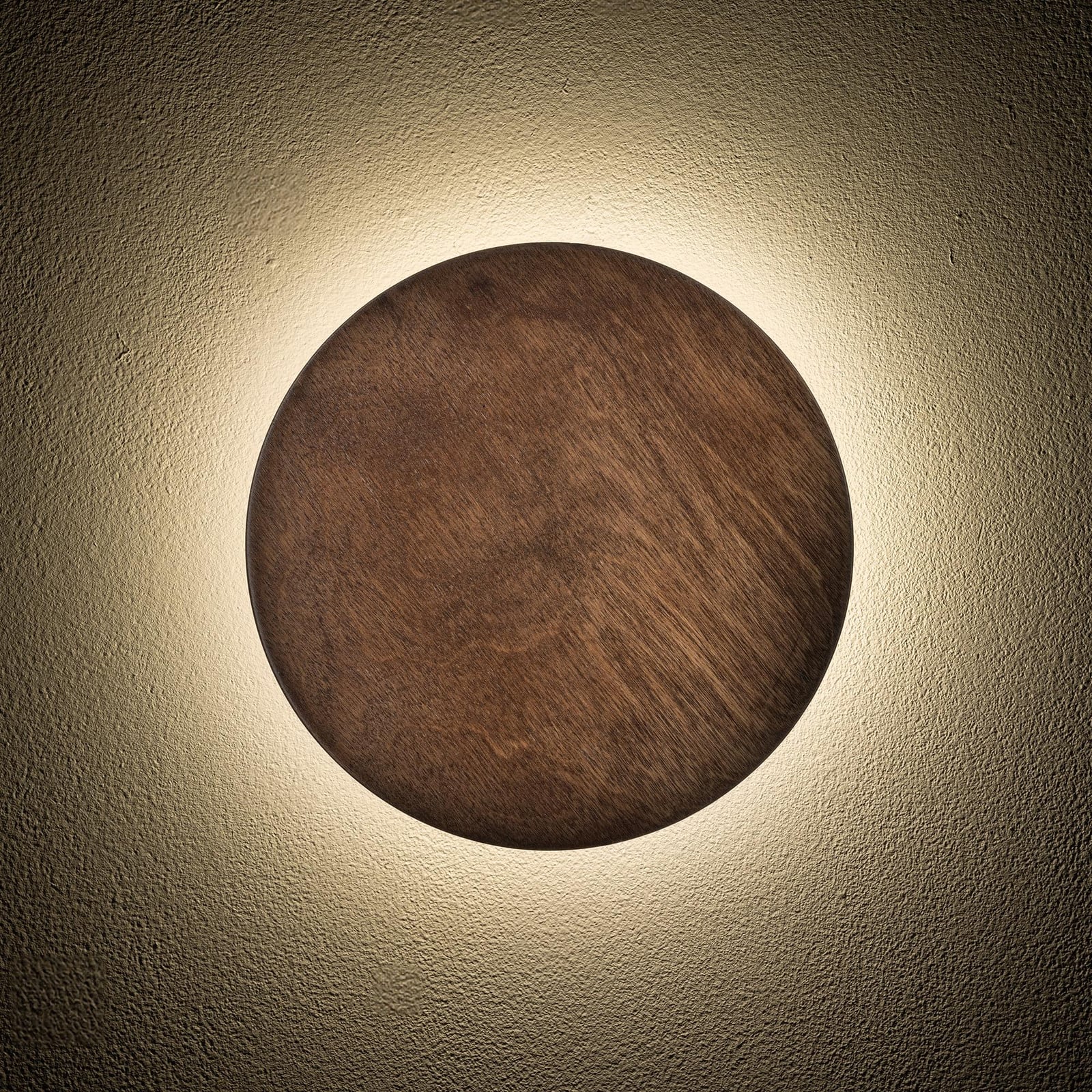 Lyora Wandlamp Ring Timber M LED hout en metaal bruin brons