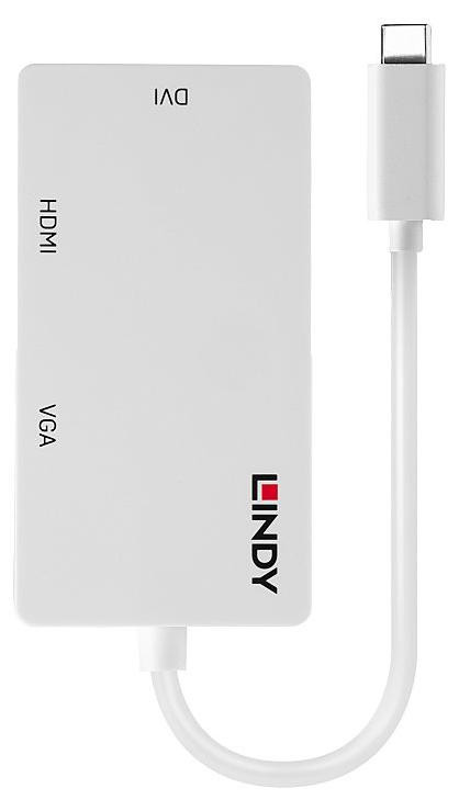 Lindy Converter USB 3.1 Type C naar 3 displays HDMI DVI VGA