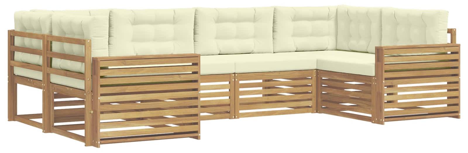 Garnitur aus 6 Outdoor-Sofas, weiß und cremefarben