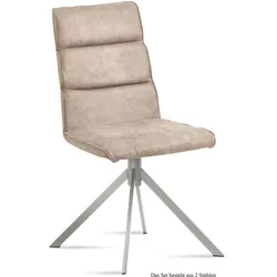 ESSZIMMERSTUHL (2er-Set) Dorkas 47x92x60 Edelstahl/Natur