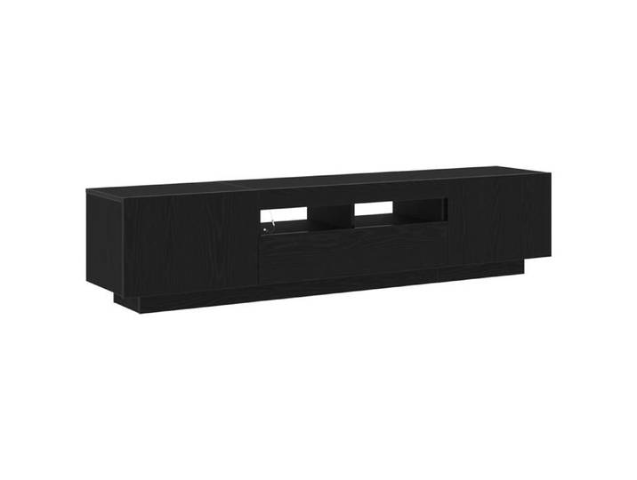 Meuble TV avec des - éclairage LED - en chêne noir de 180x35x40cm en bois d'ingénierie armoire multimédia/Buffet Salon Aspect