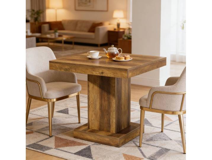 Table À Manger Carrée Compacte 80 X 80 Cm En Mdf Brun\, Style Ferme\, Redom