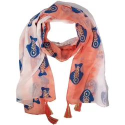 Nomad Sari Aqua Fish Scarf – Coral (180x50cm)