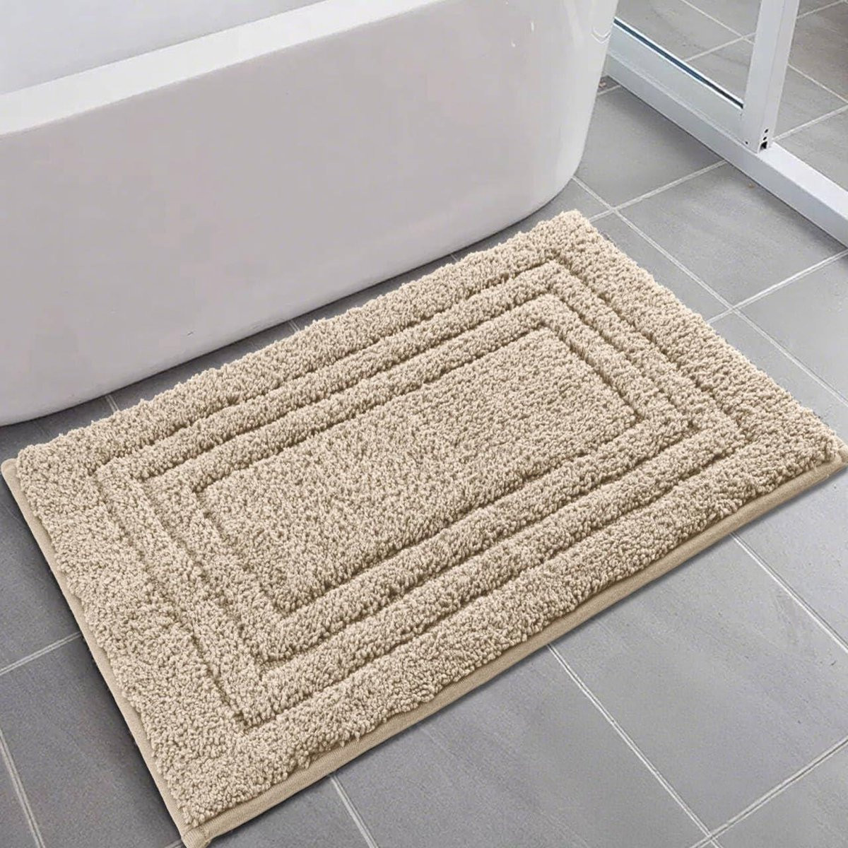 Extra zachte badmat in kaki voor in de badkamer, 40 x 60 cm