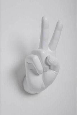 "Interior Illusions Plus White Peace Hand Wall Mount - 8.5"" tall"