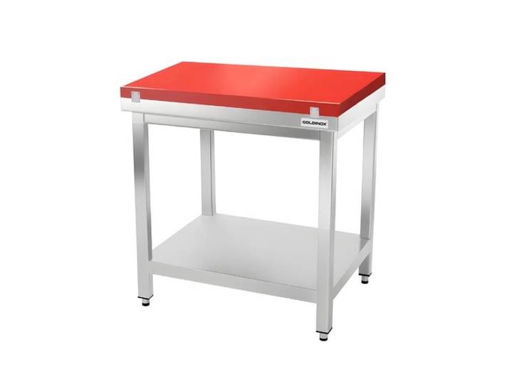 Table de travail en inox 500x500 mm avec plaque de découpe rouge PREMIUM - GOLDINOX