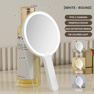 Fusion Finds Floral LED Makeup Mirror With 3 Color Lights, Touch Control & Adjustable Brightness For Travel b White
