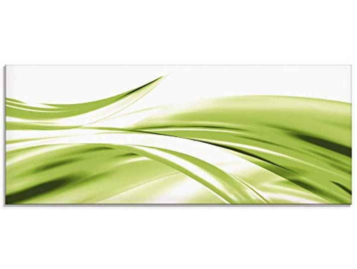 ARTland Wanddeko Glasbilder Wandbild Glas Bild einteilig 125x50 cm Querformat Moderne Kunst Abstrakt Modern Rauch Welle Grün T1EU