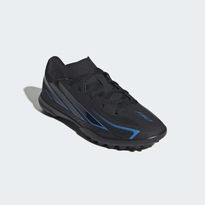 Fußballschuh ADIDAS PERFORMANCE "F50 HYPERFAST CLUB KIDS, ROLLRASEN", Herren, Gr. 32, core schwarz, core schwarz, lucid ray blau, Synthetik, Schuhe Fußballschuh