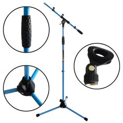 keepdrum MS106 BL Blau Mikrofonständer mit Klemme, Mikrofonständer, Blau