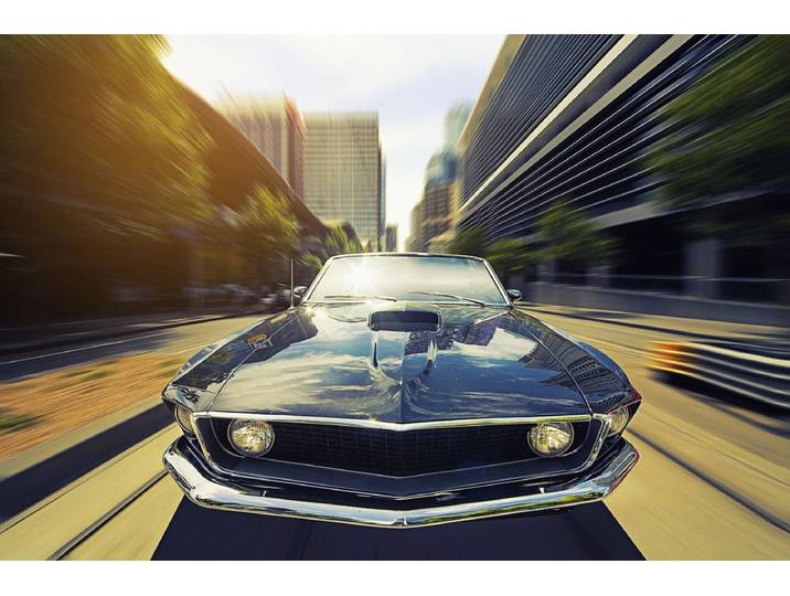 Fototapete PAPERMOON OLDTIMER-VINTAGE MUSTANG AUTO VINTAGE CARS RACING DEKO , bunt, B:3m L:2,23m, Vlies, Tapeten, Fototapete
