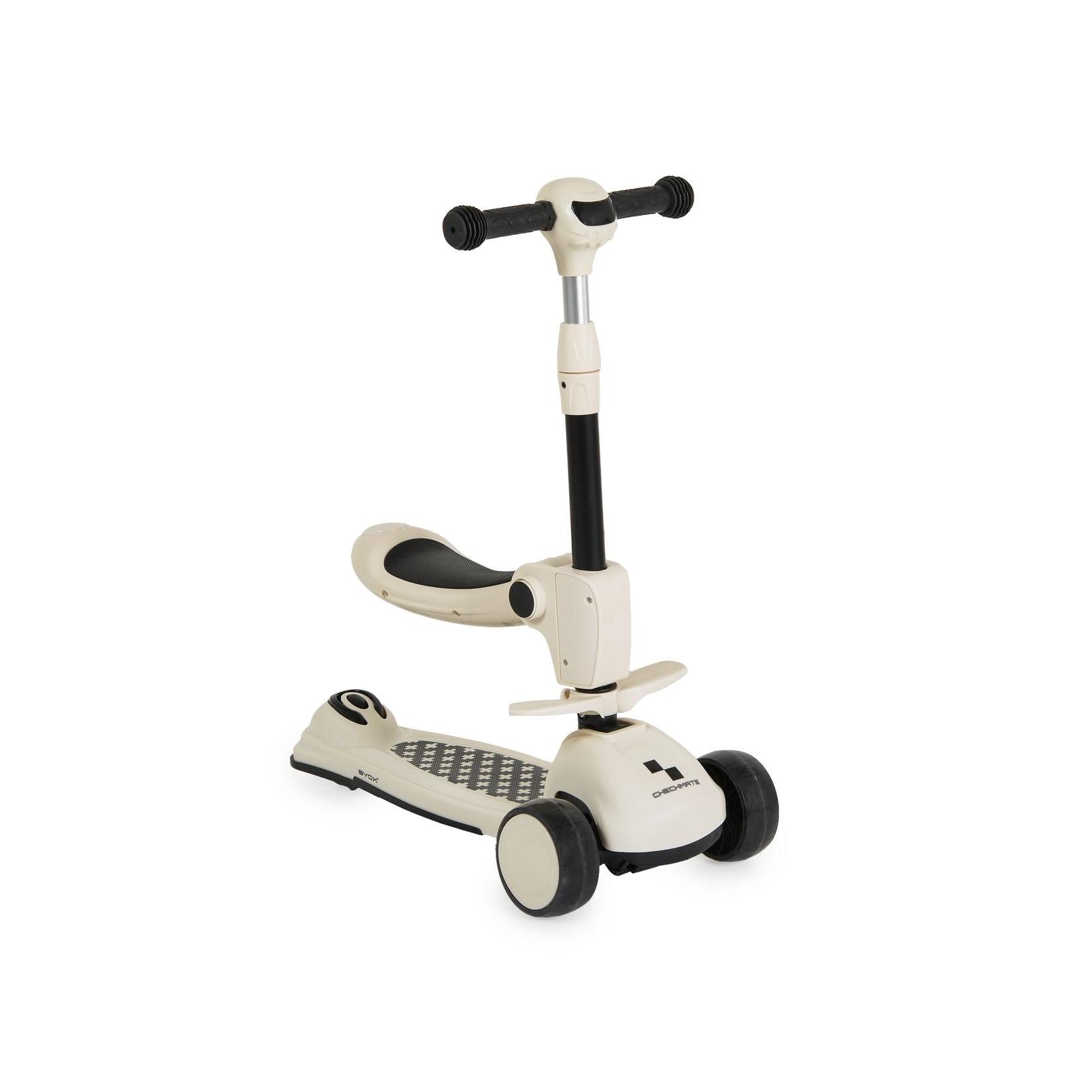 Byox Kinderroller Checkmate 2 in 1 Laufrad, Sound, Licht, Lenkerhöhe verstellbar weiß