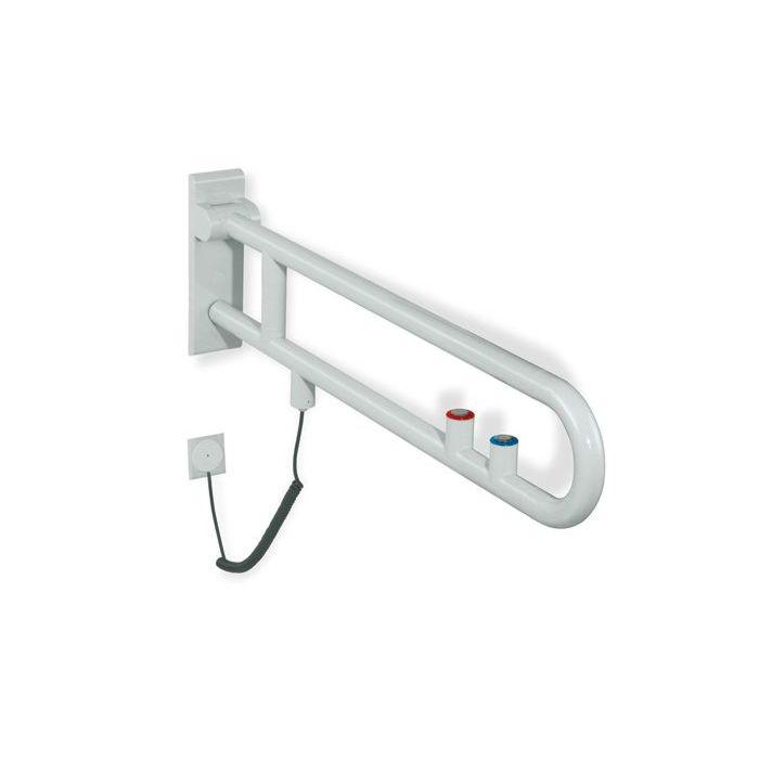 Hewi 801 E-Stützklappgriff 801.50.72536 900 mm, koralle, Spül-/Funktionstaste, roter Ring