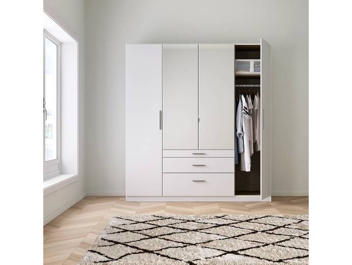 Armoire à portes battantes IV 181 x 197cm Blanc/Blanc alpin