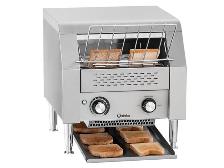 Bartscher Durchlauftoaster DLT150-1 – Edelstahl, stufenlos regelbar, für bis zu 150 Toasts/Stunde, Toastausgabe vorn oder hinten, für Gastronomie