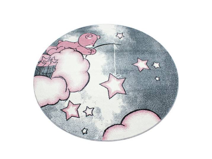 Stilvoll Günstig Kinderteppich in Rosa fürs Kinderzimmer mit Bär-Design, rund, Höhe: 11 mm