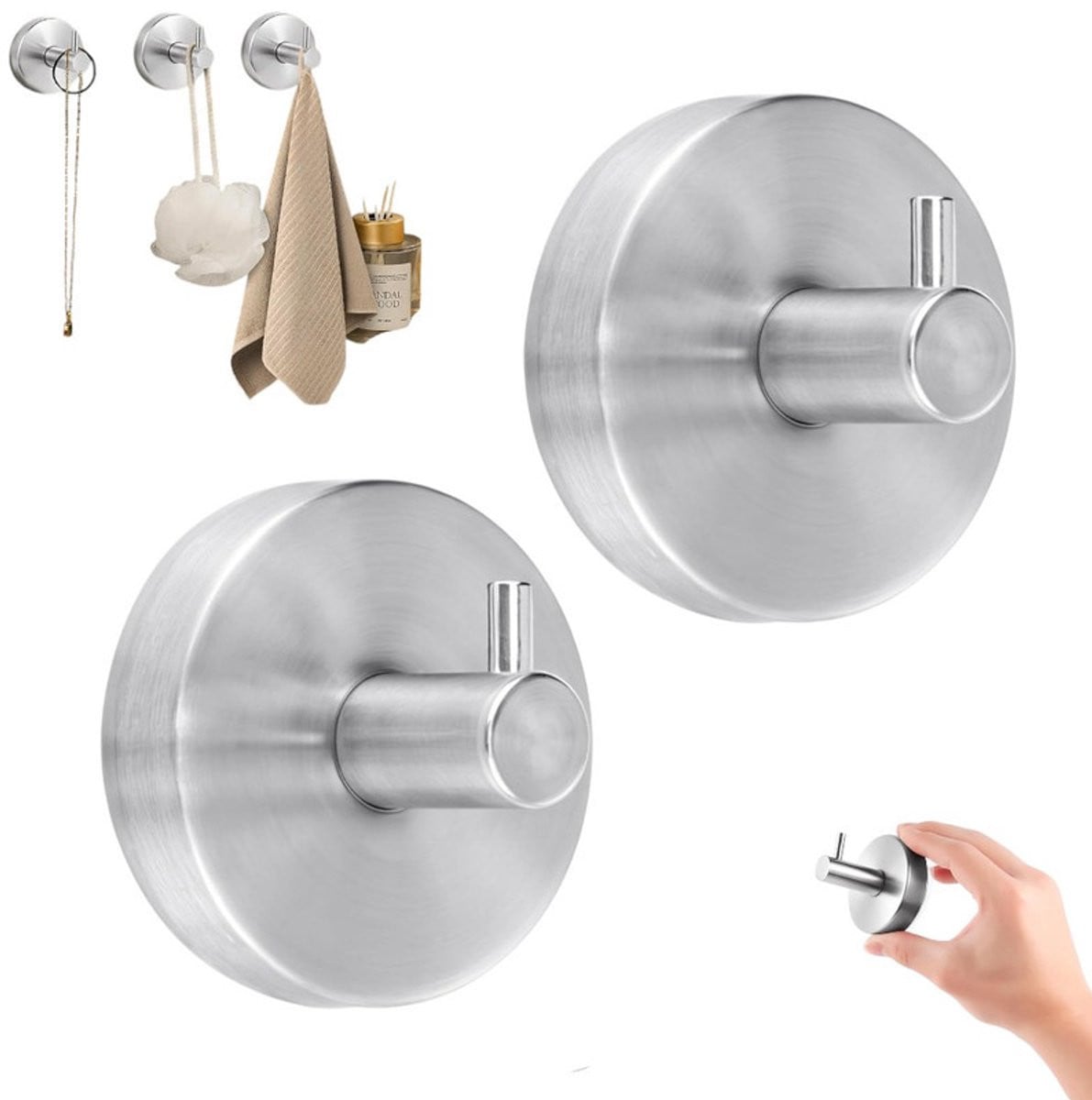 2 stuks Zuignap Haken voor Handdoeken en Badsponzen - Krachtige Vacuüm Ophanghaak voor Douche en Badkamer