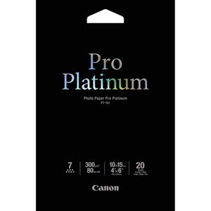 Canon Fotopapier PT-101 Pro Platinum, für Inkjet, 10 x 15 cm, 300 g/m², hochglänzend, 20 Blatt