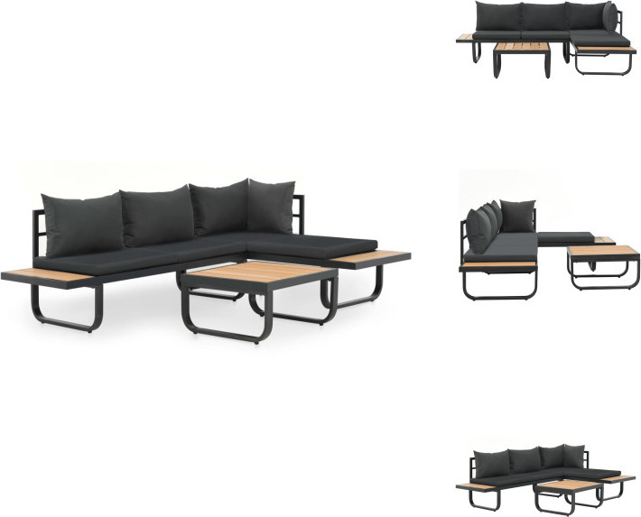 vidaXL 2-tlg. Garten-Ecksofa-Set mit Auflagen Aluminium WPC - Gartensofas