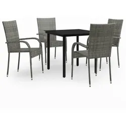 Helloshop26 - 5-teiliges Garten-Essset graue und schwarze Möbel 02_0013797
