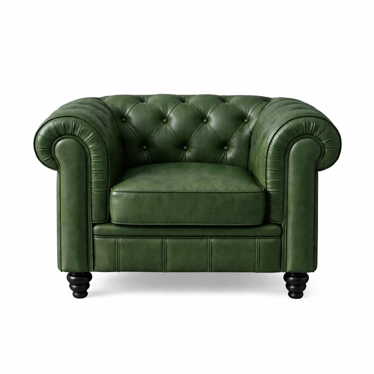 Chesterfield 1-zits fauteuil in vintage groen leer