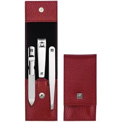 Zwilling, Nagelpflegegerät, Classic Inox Travel Set - Lederetui 3-teilig - Rot